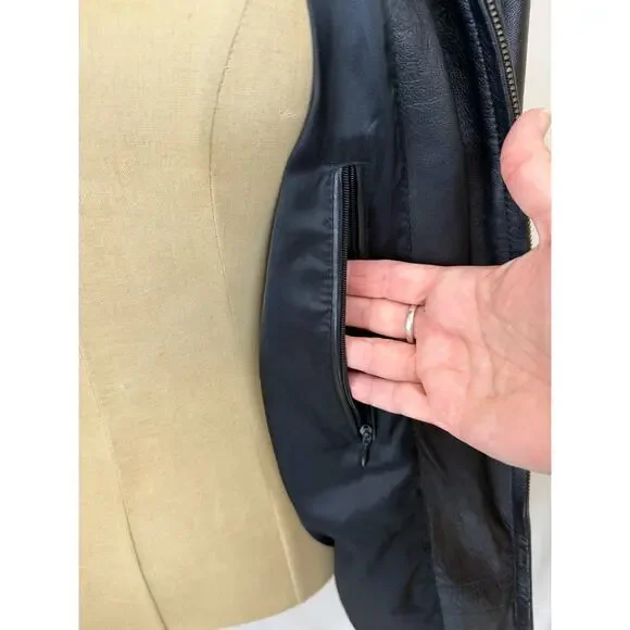 Fionte Italian Black Leather Mens Bomber Jacket XS #1-0164 Italy - Picture 12 of 13